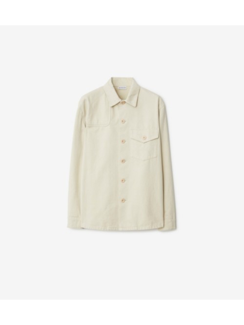 Shop Burberry Panelled Cotton Shirt In Soap