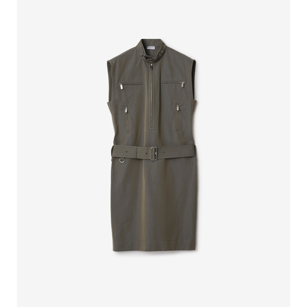 Shop Burberry Cotton Linen Dress In Iron