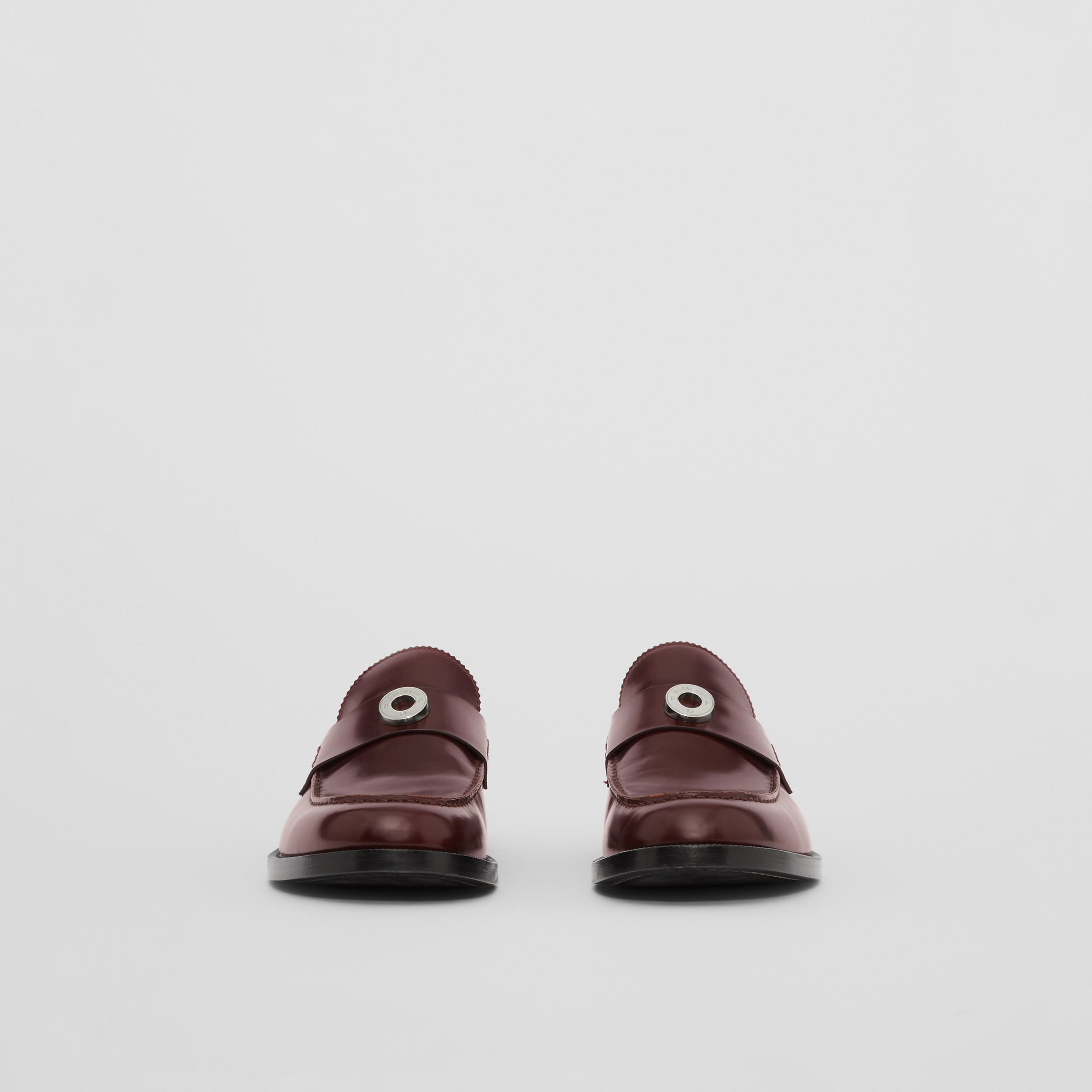 Logo Detail Leather Loafers in Burgundy - Men | Burberry® Official - 4