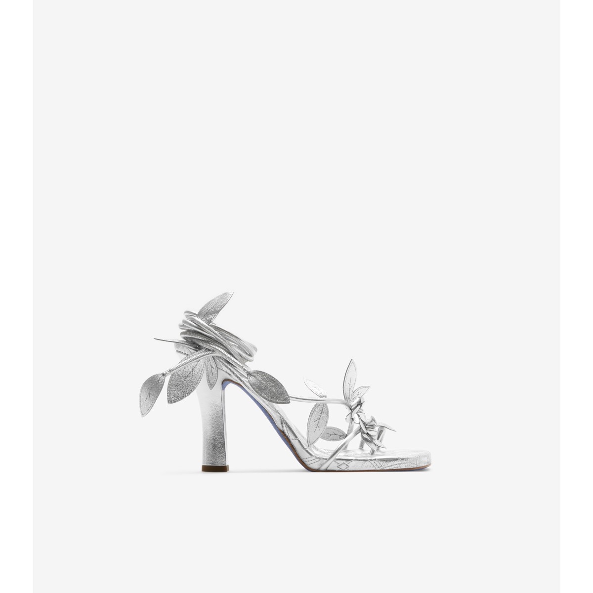 Shop Burberry Leather Ivy Flora Heeled Sandals​ In Silver