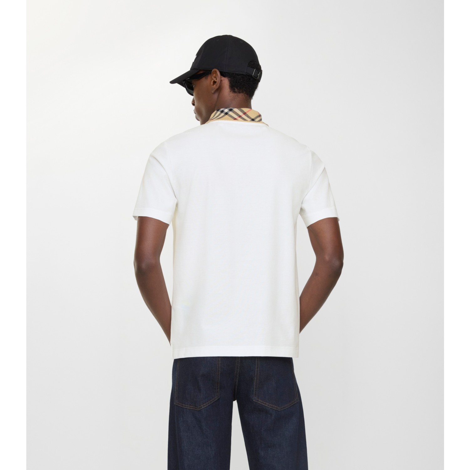 Check Collar Cotton Polo Shirt in Chalk white - Men | Burberry