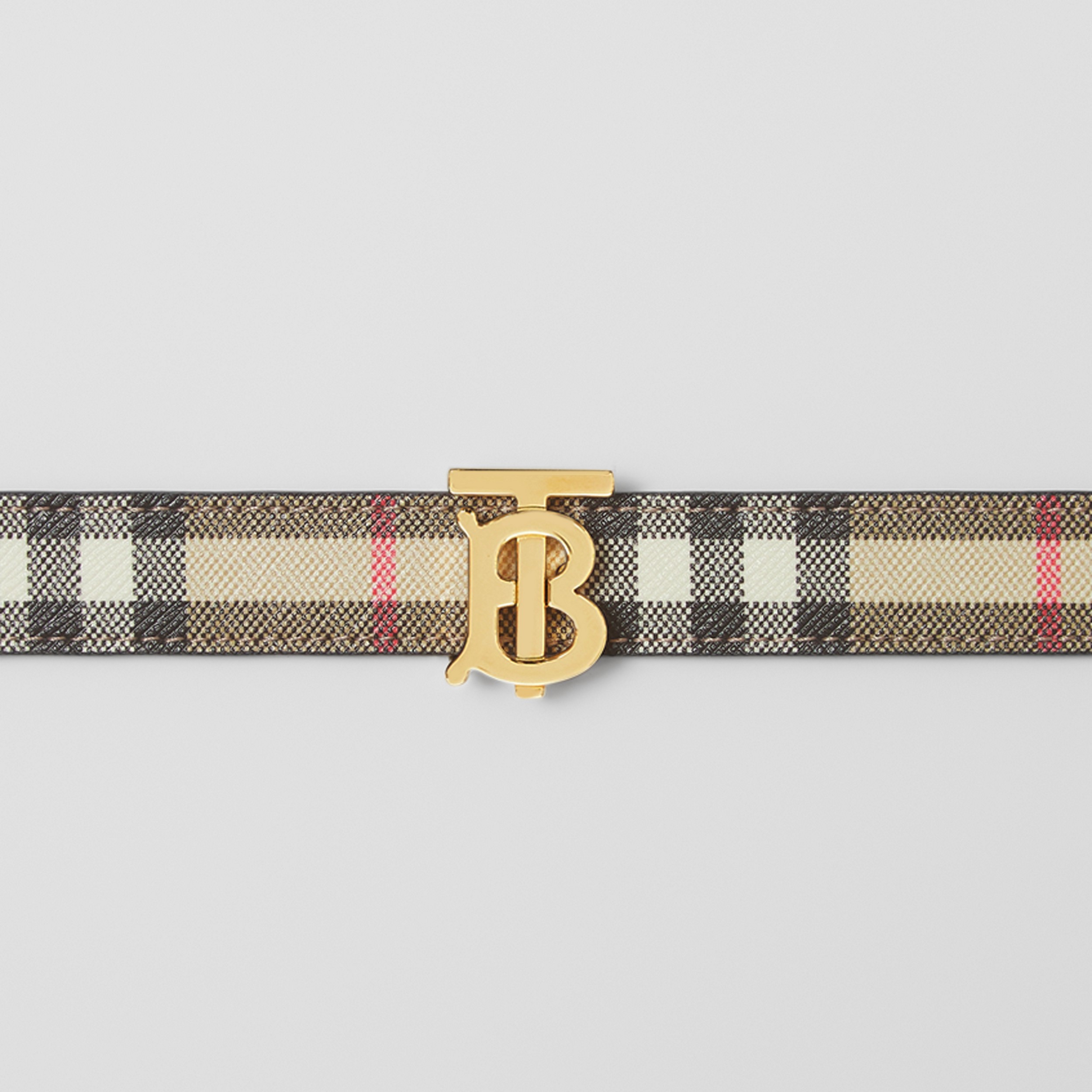 Reversible Vintage Check and Leather TB Belt in Archive Beige/black/gold - Women | Burberry® Official - 2
