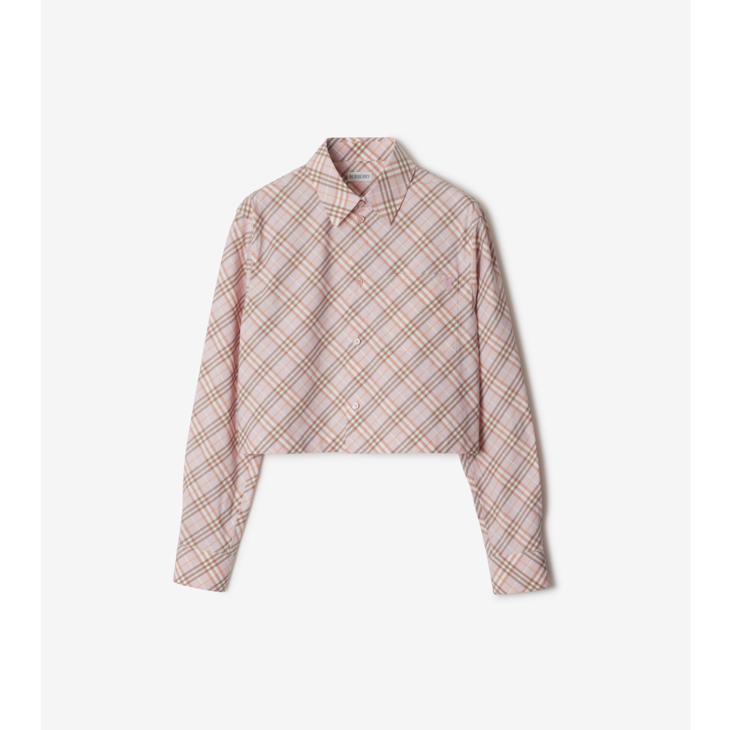 크롭 체크 코튼 셔츠