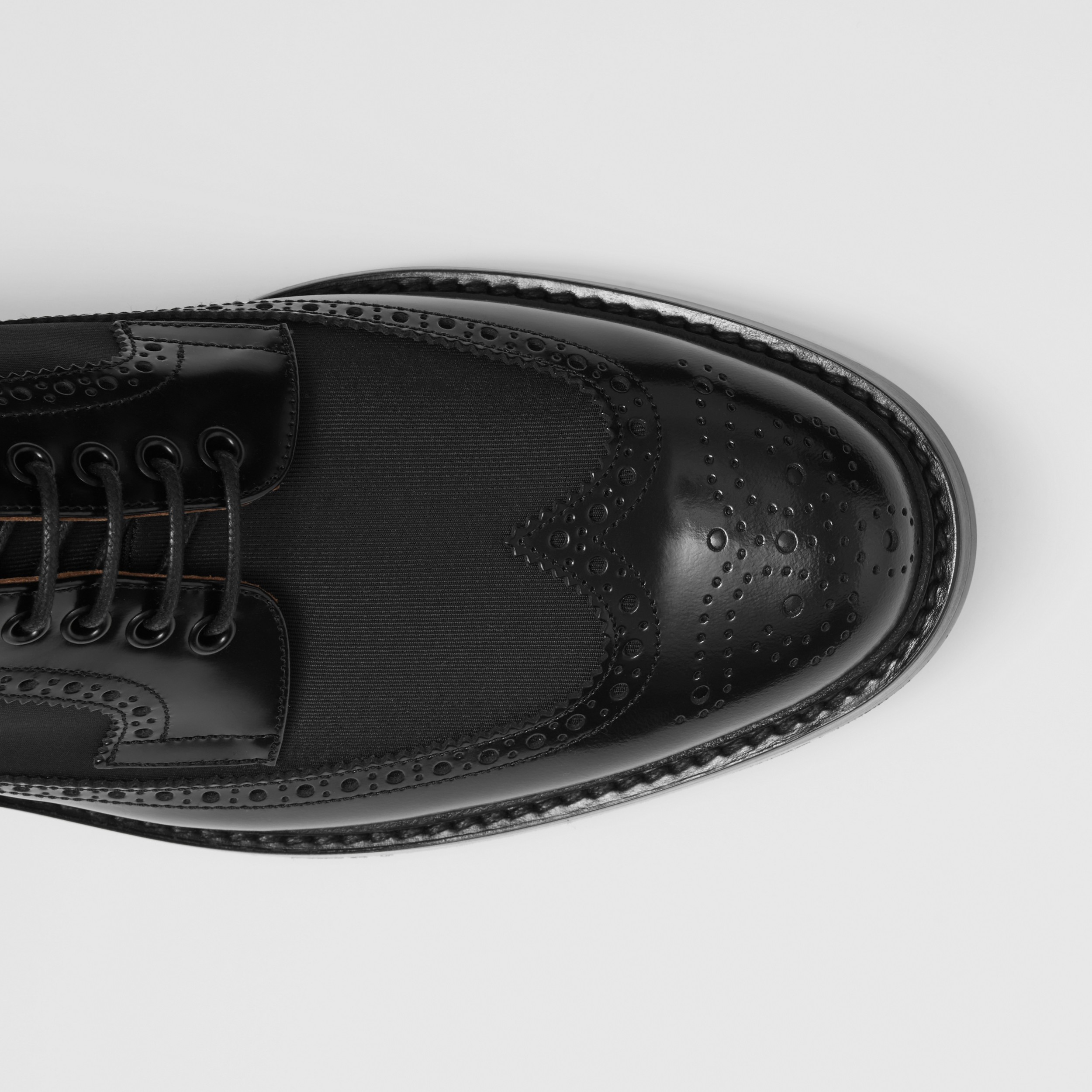 Grosgrain Panel Leather Derby Shoes in Black - Men | Burberry® Official - 2
