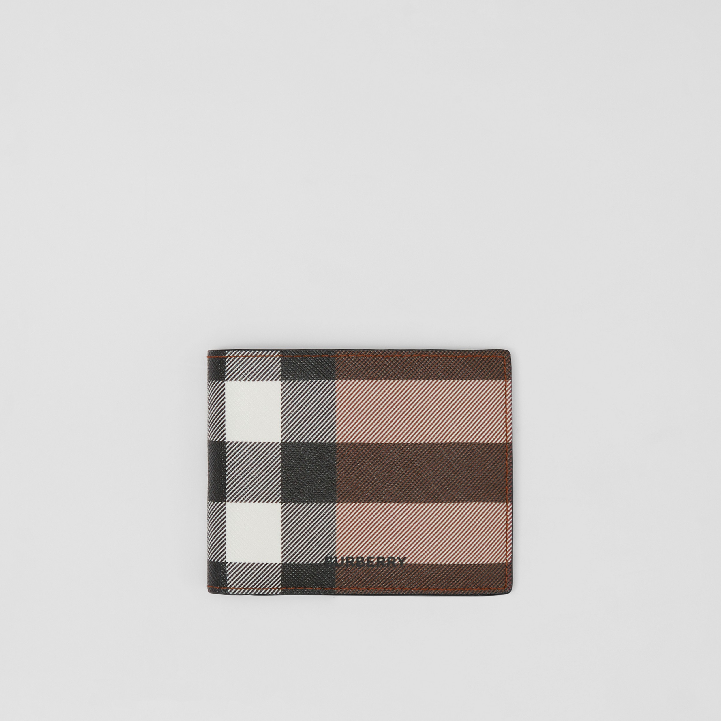 Check and Leather Bifold ID Wallet in Dark Birch Brown - Men | Burberry® Official - 1