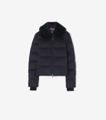 Burberry クロップド カシミア ラティマーダウンジャケット (ネイビー) - ウィメンズ, ピュアカシミア | Burberry®公式サイト