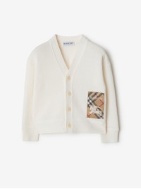 Check Label Wool Cardigan in colour Ivy