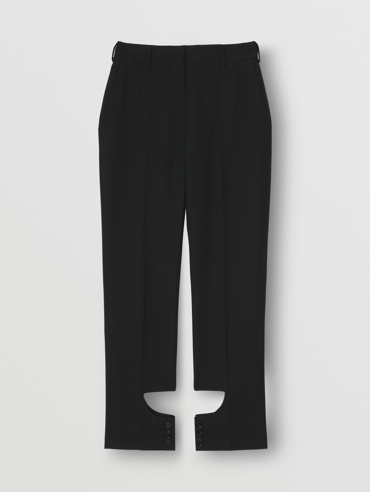 Cut-out Detail Wool Tailored Trousers in Black