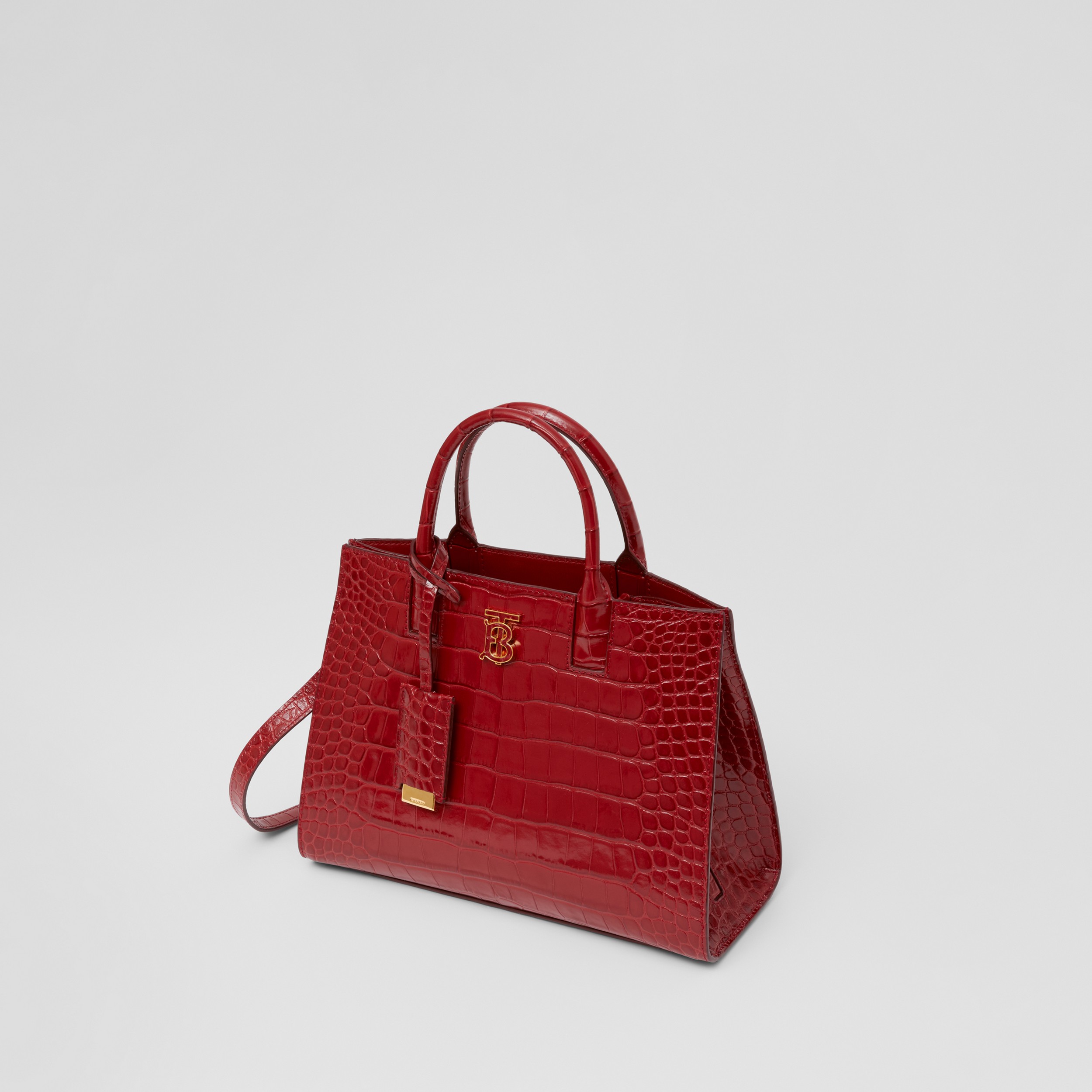 Embossed Leather Mini Frances Bag in Dark Carmine - Women | Burberry® Official - 4