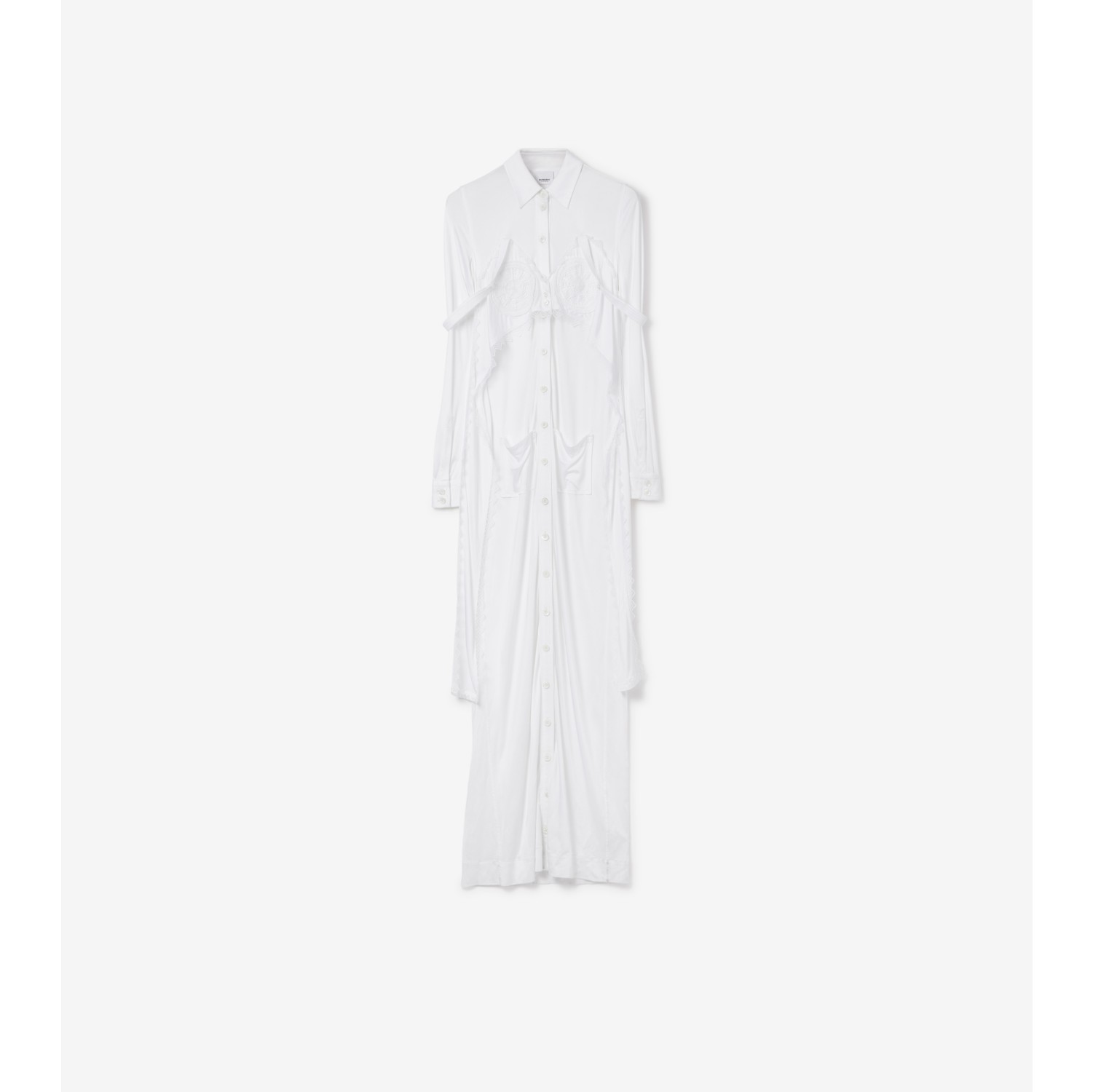Viscose Jersey Reconstructed Shirt Dress in Optic White - Women | Burberry® Official