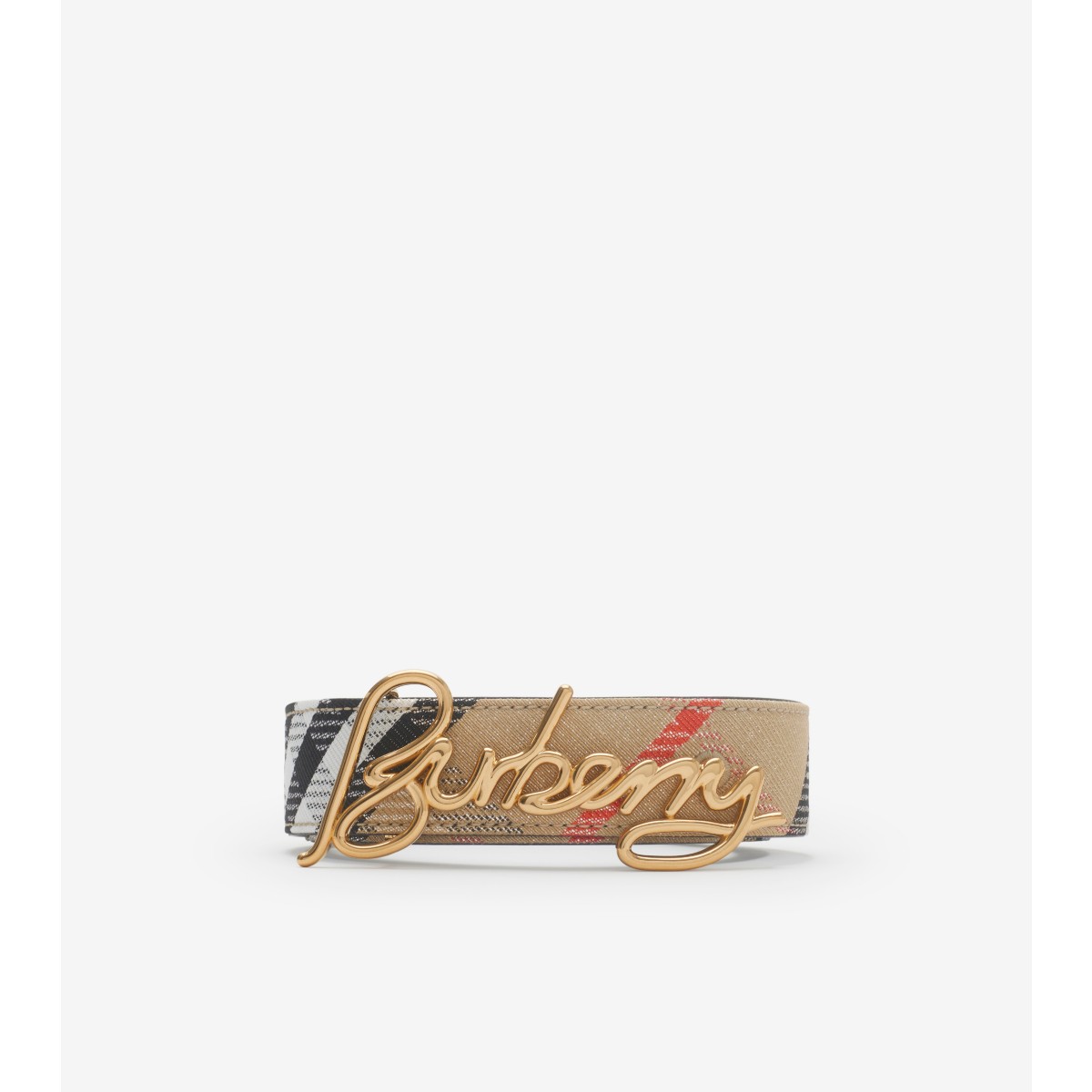 Burberry Reversible Script Logo Belt In Sand/black