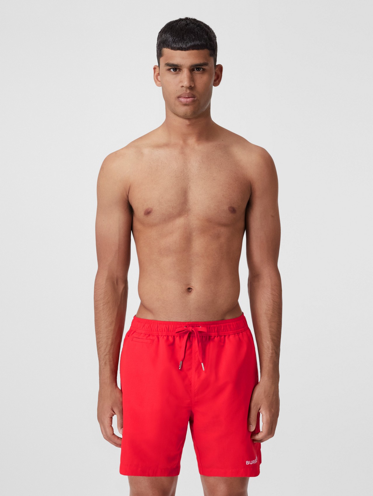 for Men Burberry Synthetic Monogram Motif Swim Shorts in Bright Orange Orange Mens Clothing Beachwear 