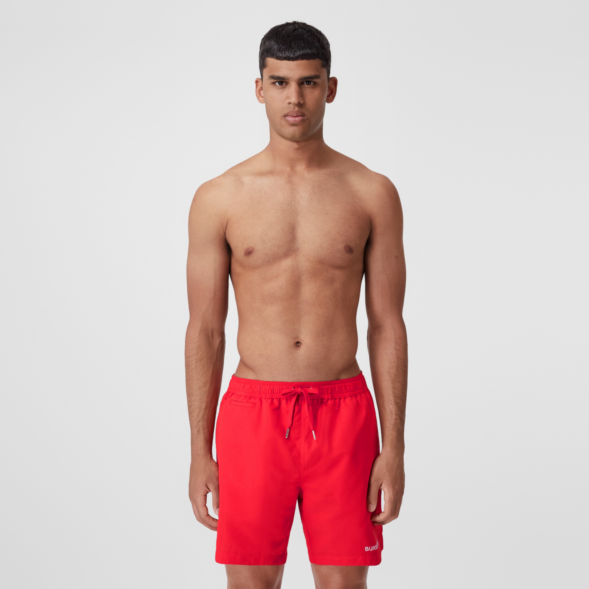 Logo Detail Swim Shorts in Bright Red Men Burberry® Official