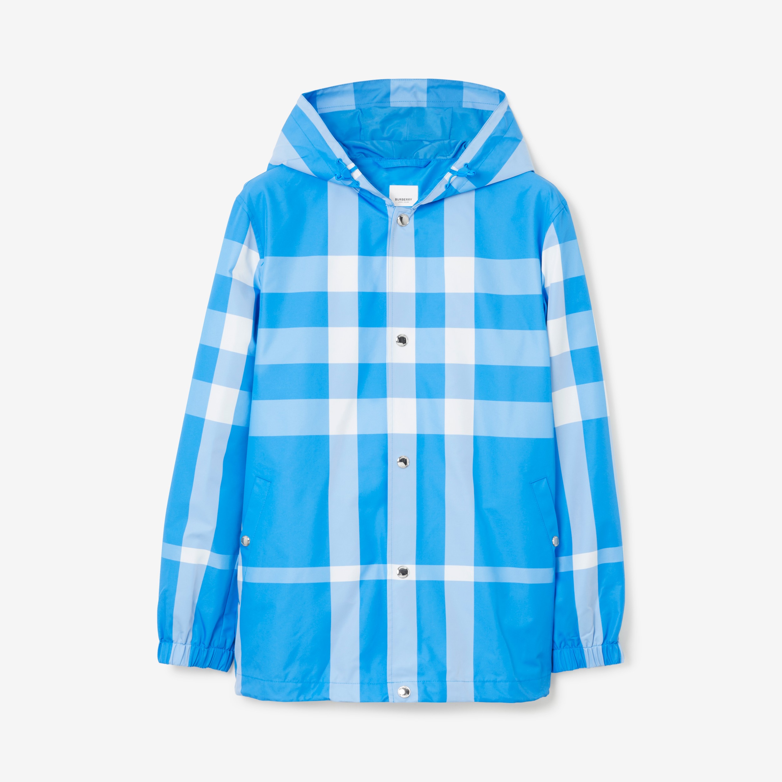 Check Nylon Hooded Jacket in Vivid Blue - Men | Burberry® Official - 1