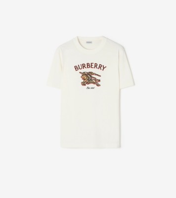 Knight Check Cotton T-shirt in Chalk white - Men | Burberry® Official