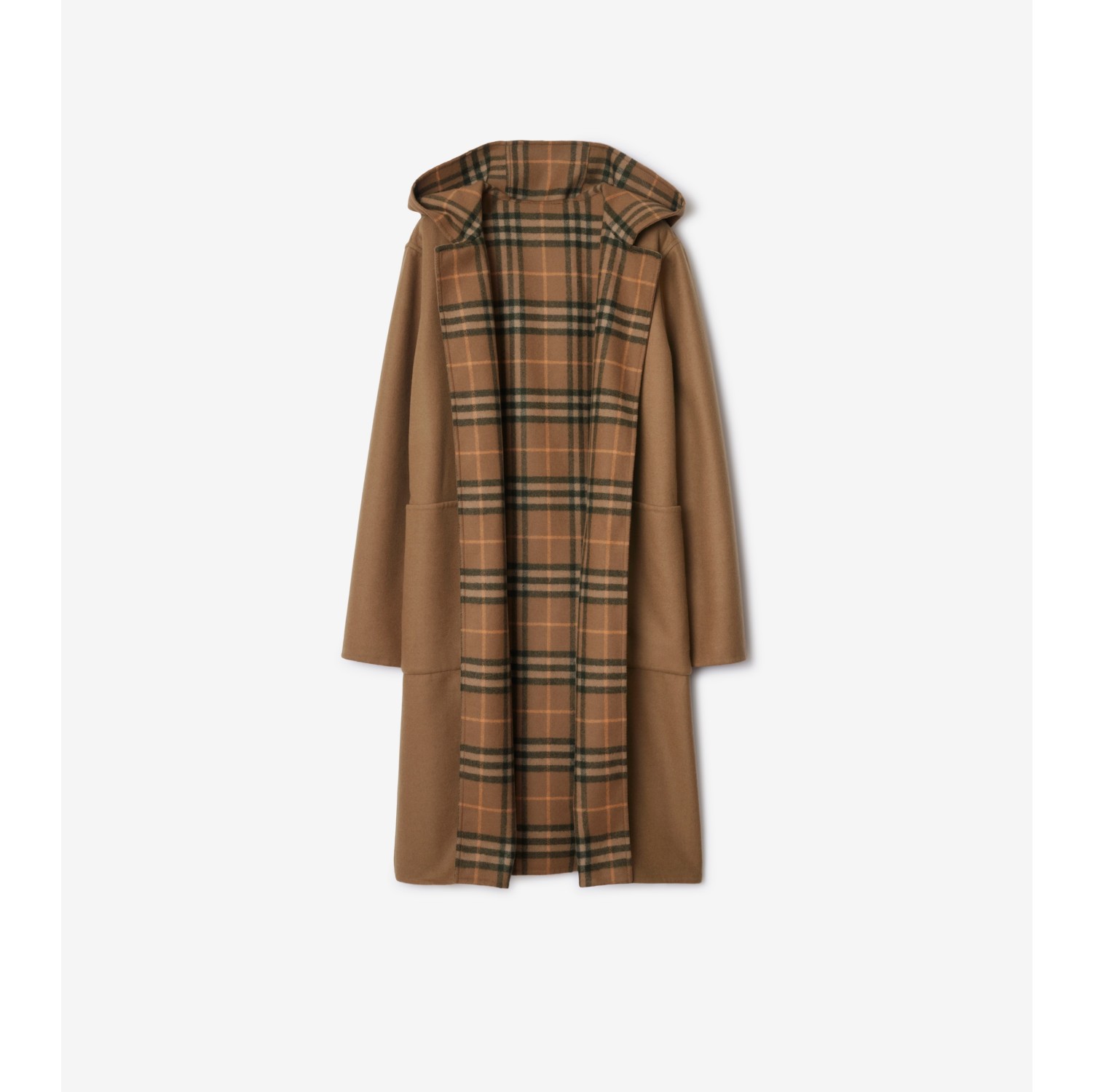 Reversible Check Wool Wrap Coat