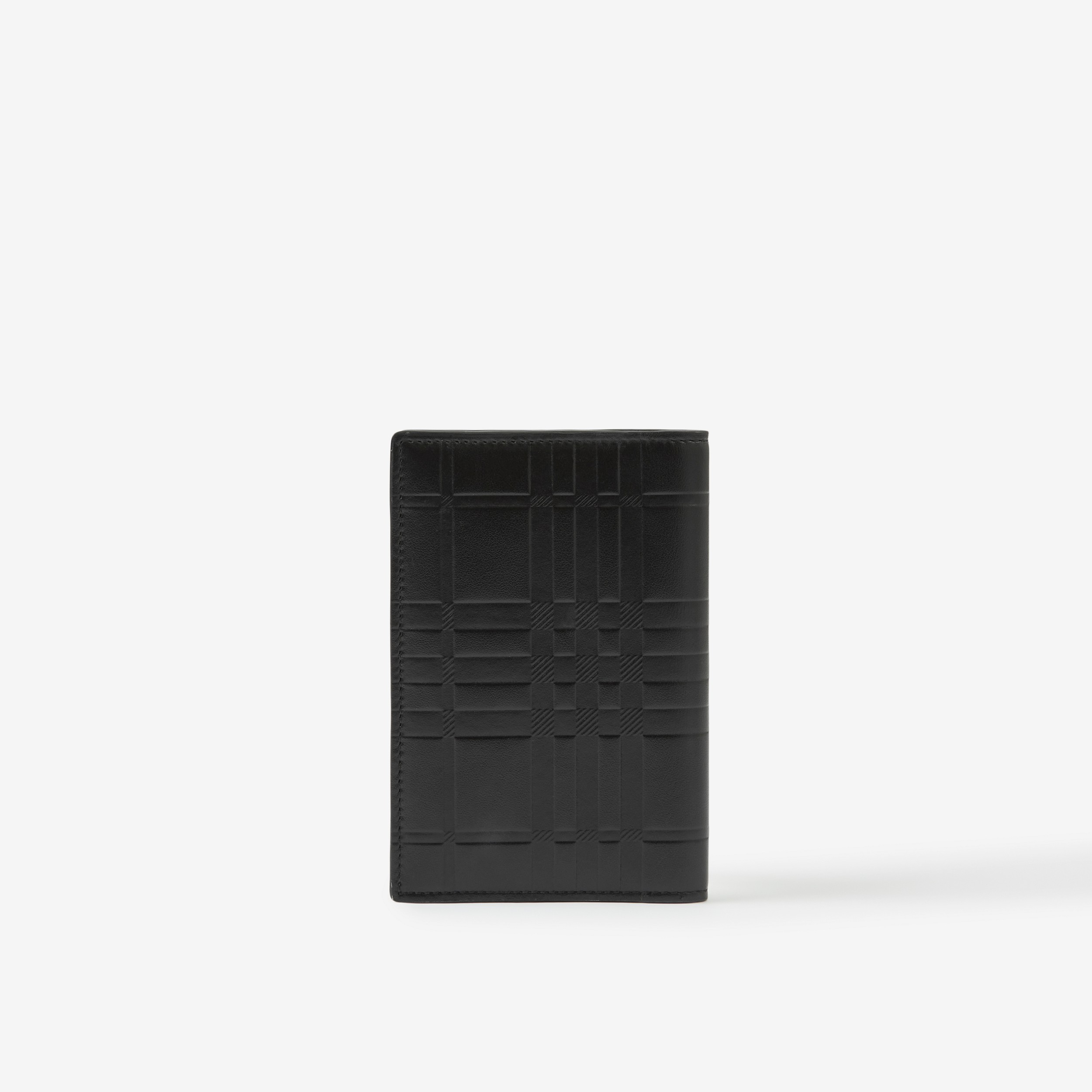 Embossed Check Leather Passport Holder in Black - Men | Burberry® Official - 3