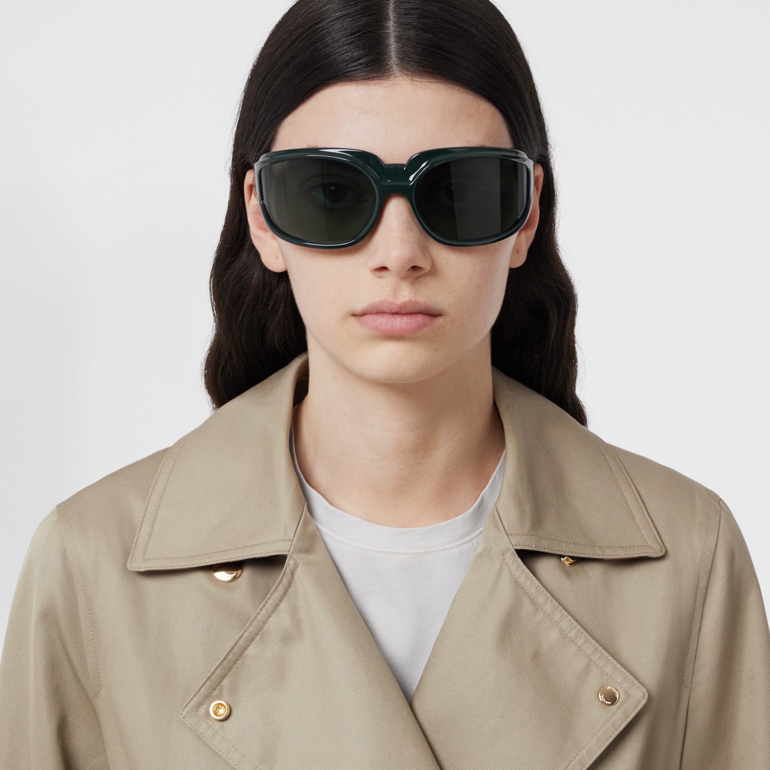 Cotton Gabardine Belted Trench Coat in Light Peat Brown Women