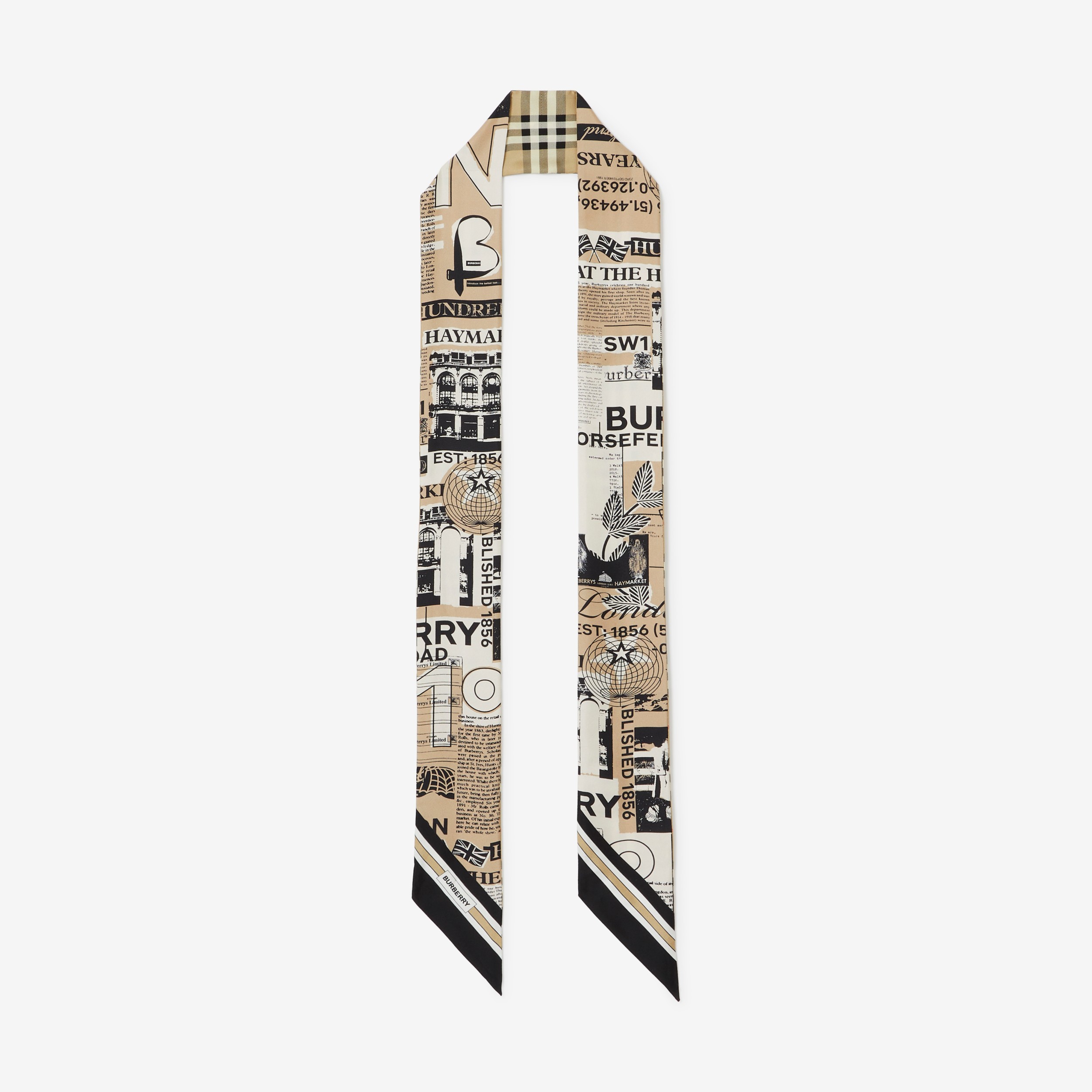 Montage Print Silk Skinny Scarf in Archive Beige | Burberry® Official