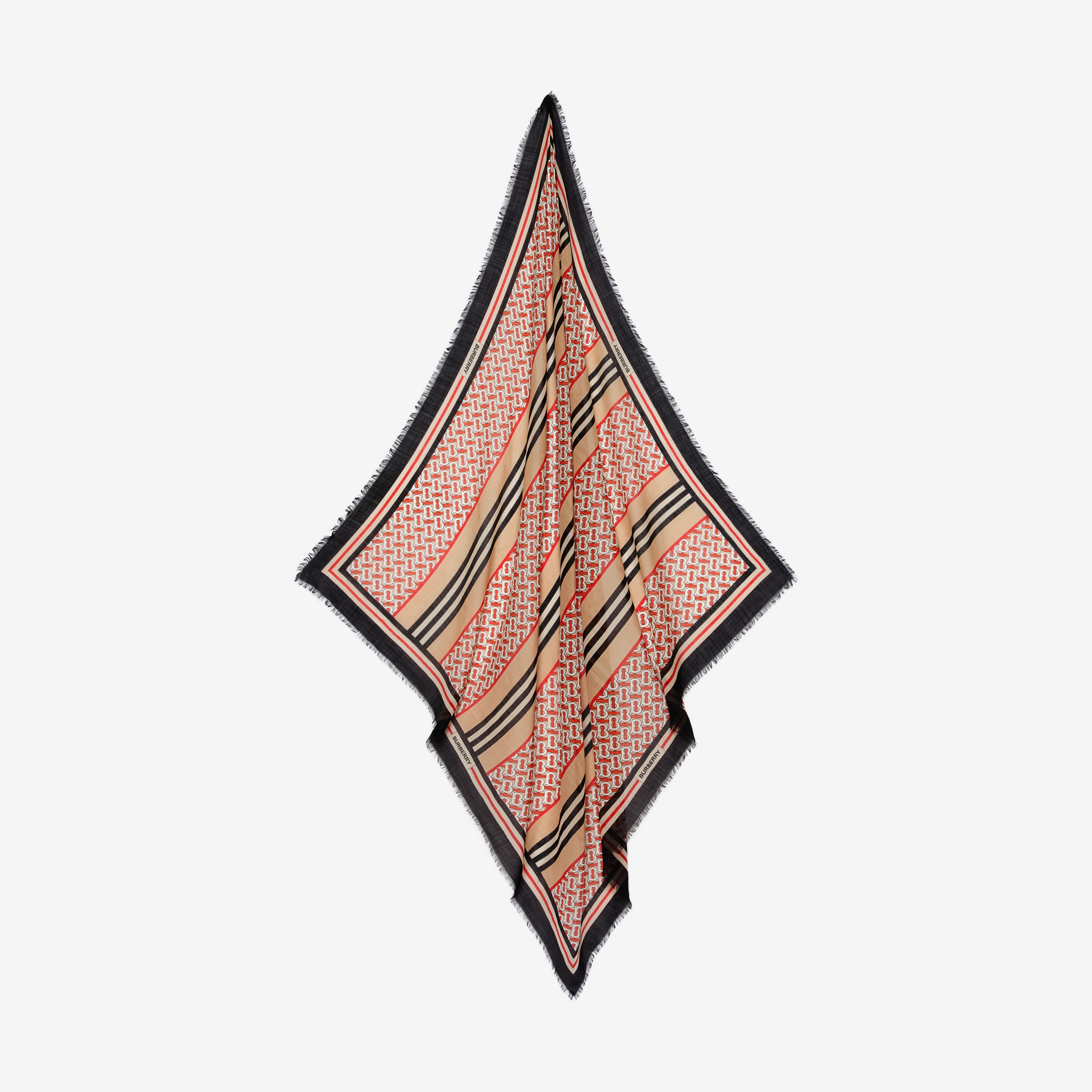 Pañuelo cuadrado grande en lana y seda con collage (Bermellón) | Burberry® oficial - 2