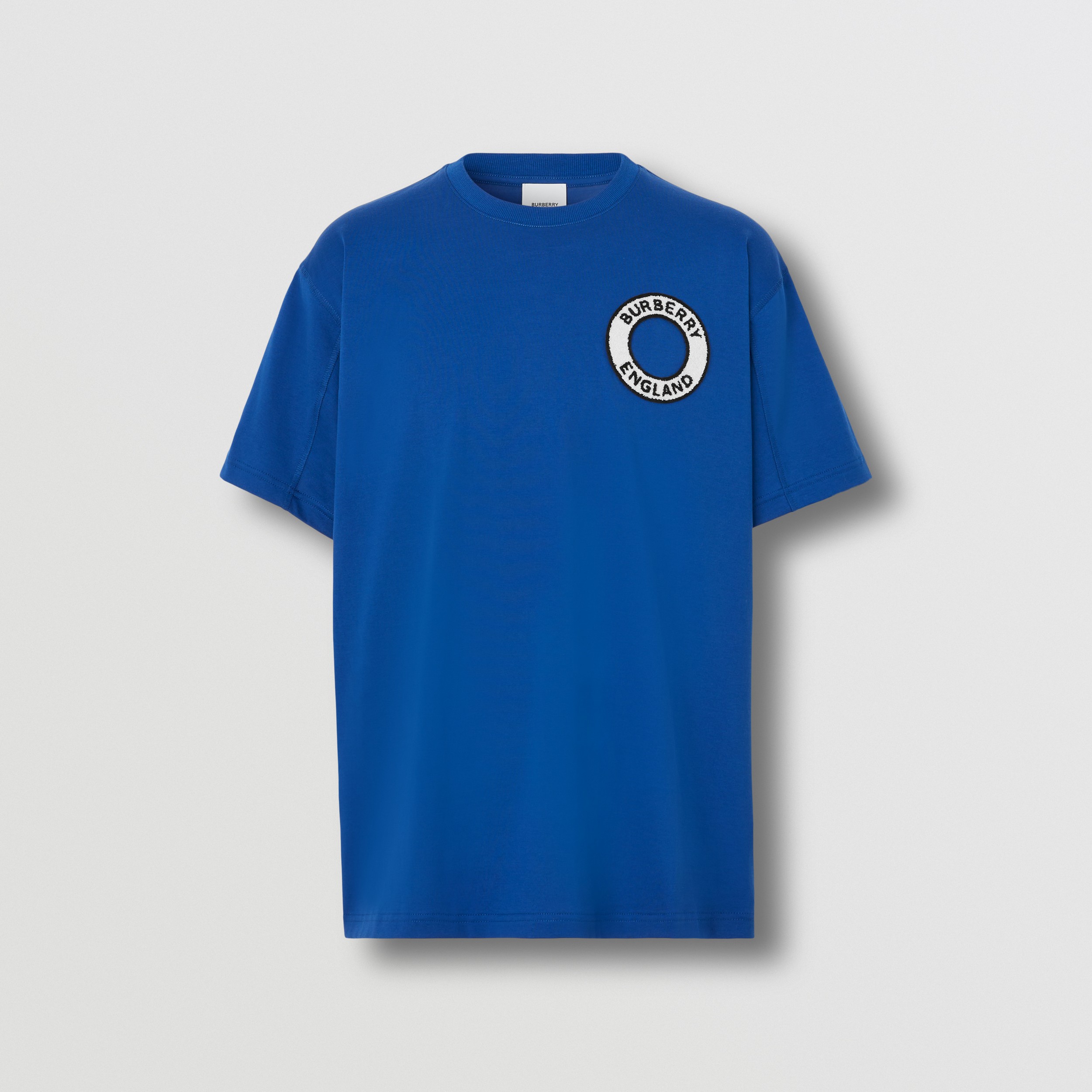 Logo Graphic Cotton Oversized T-shirt in Deep Royal Blue - Men | Burberry® Official - 4