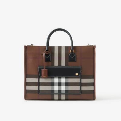 Burberry Medium Freya Tote In Dark Birch Brown