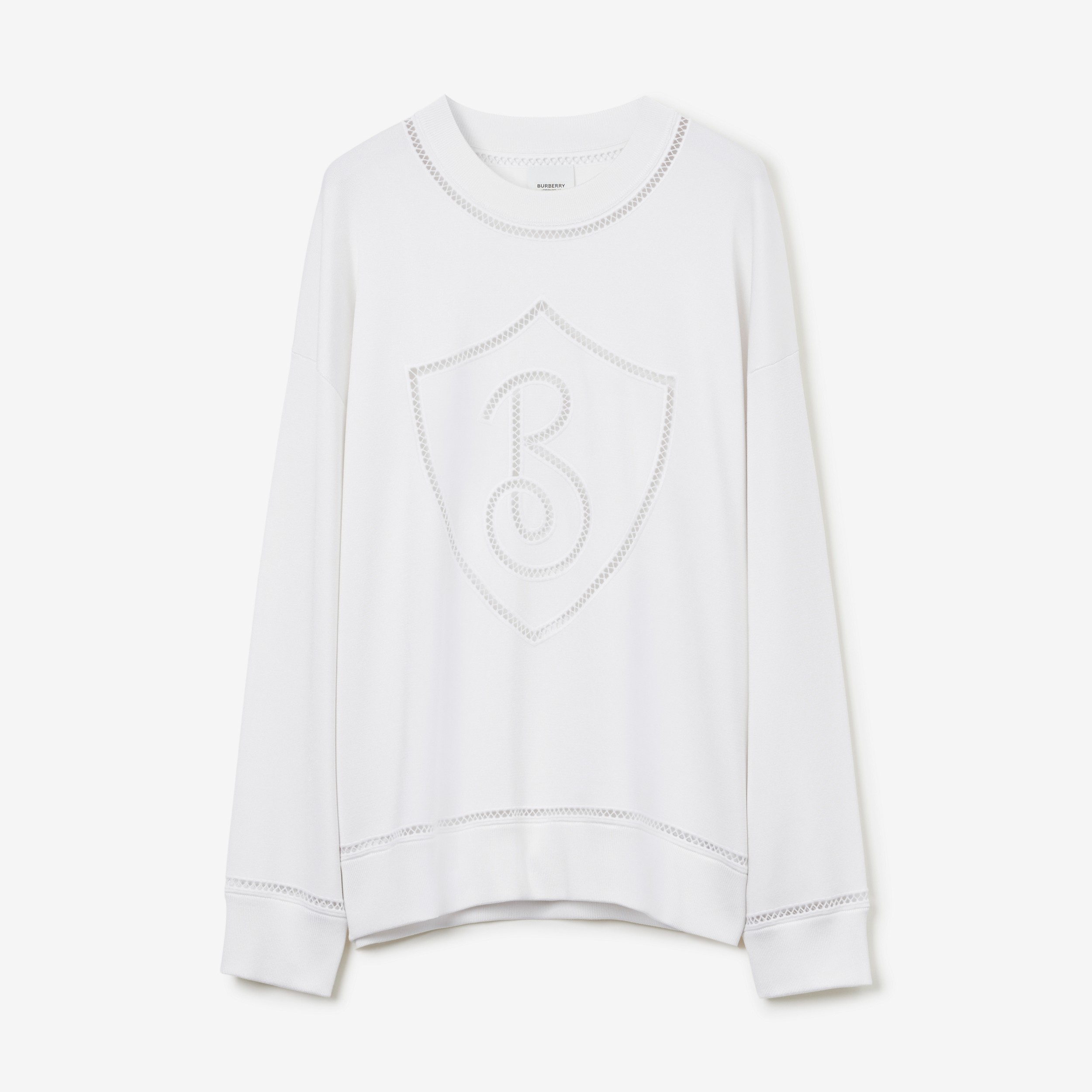 Letter Graphic Viscose Blend Sweater in Optic White - Women | Burberry® Official - 1