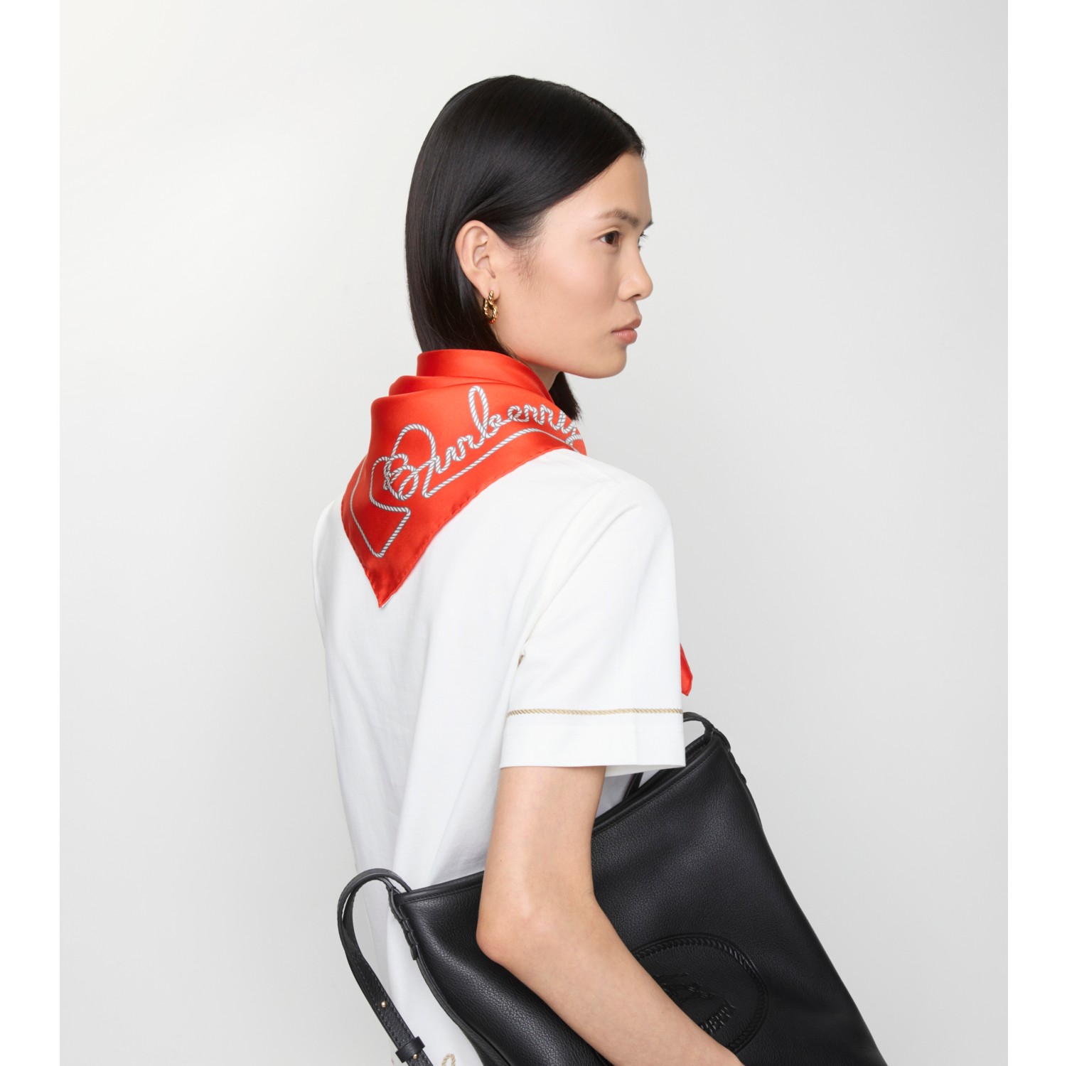 Heart Logo Silk Scarf in Flame | Burberry® Official