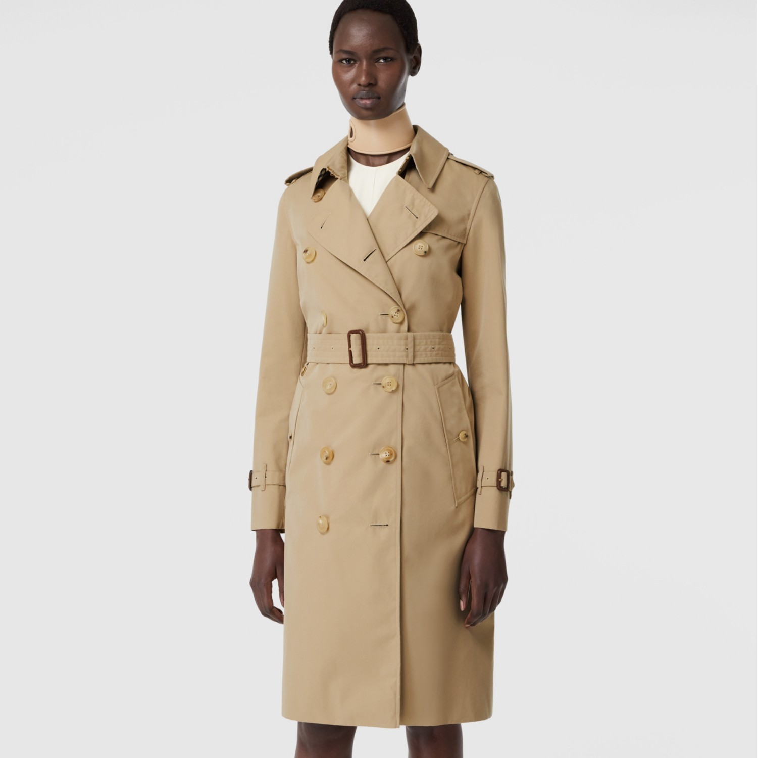Belted Cotton Trench Coat in Beige - Burberry