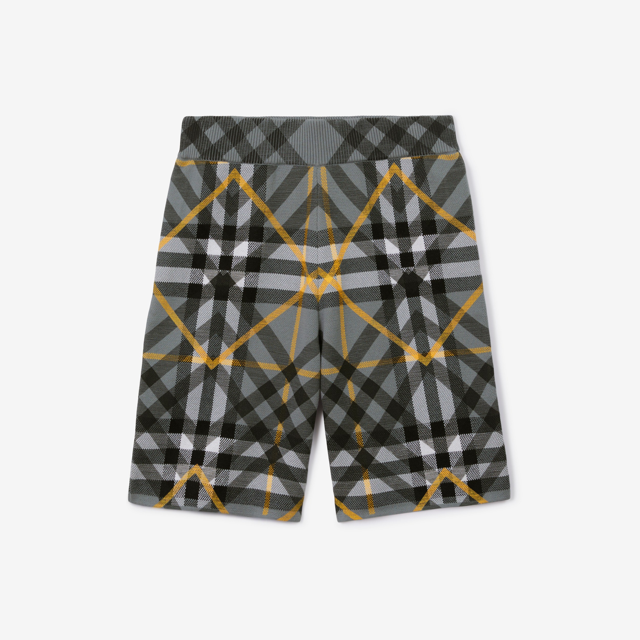 Layered Check Cotton Jacquard Shorts in Storm Grey - Men | Burberry® Official - 1