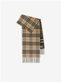 Reversible Check Cashmere Scarf in colour Sand