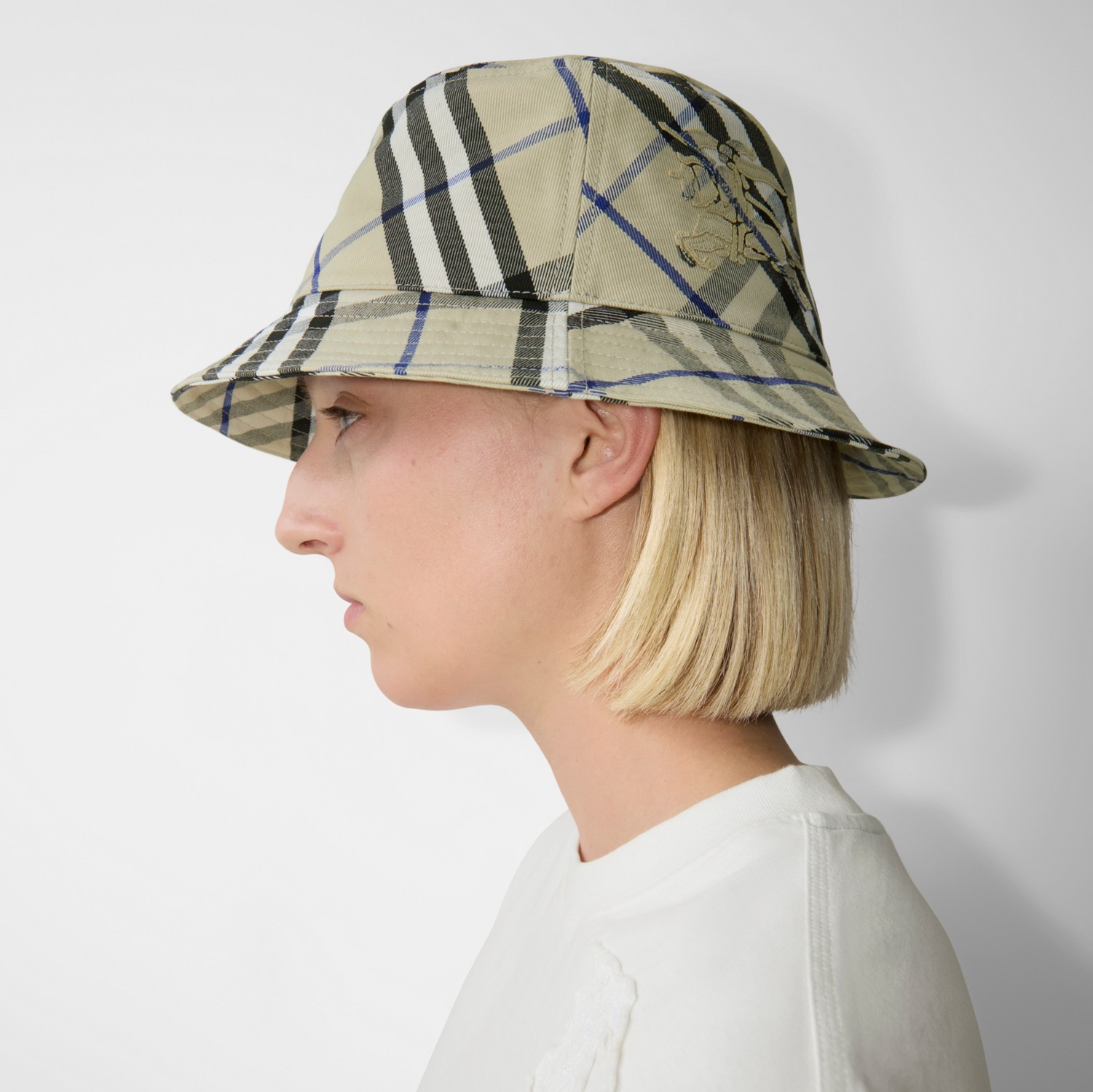 Check Cotton Blend Bucket Hat