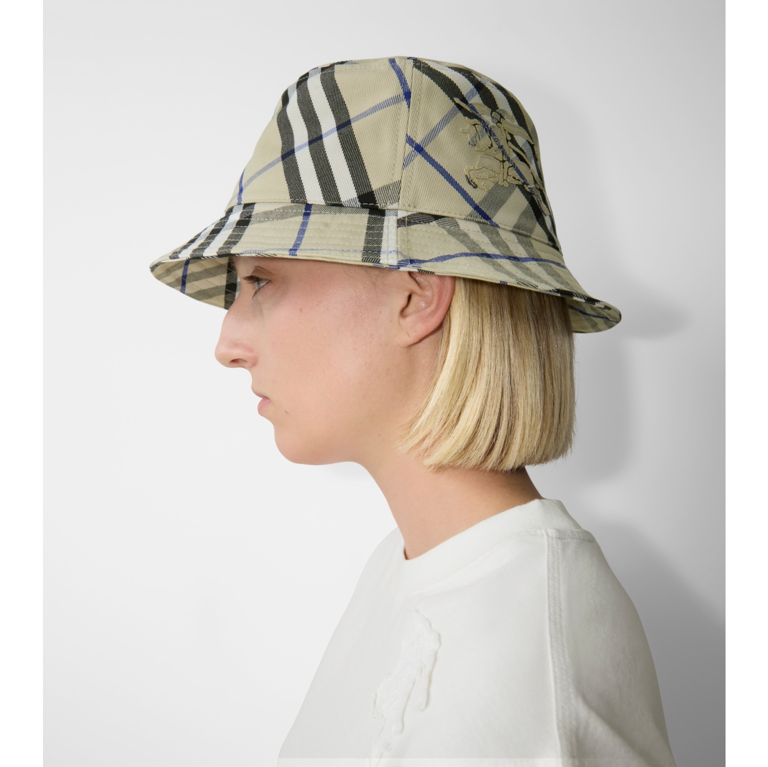 Check Cotton Blend Bucket Hat