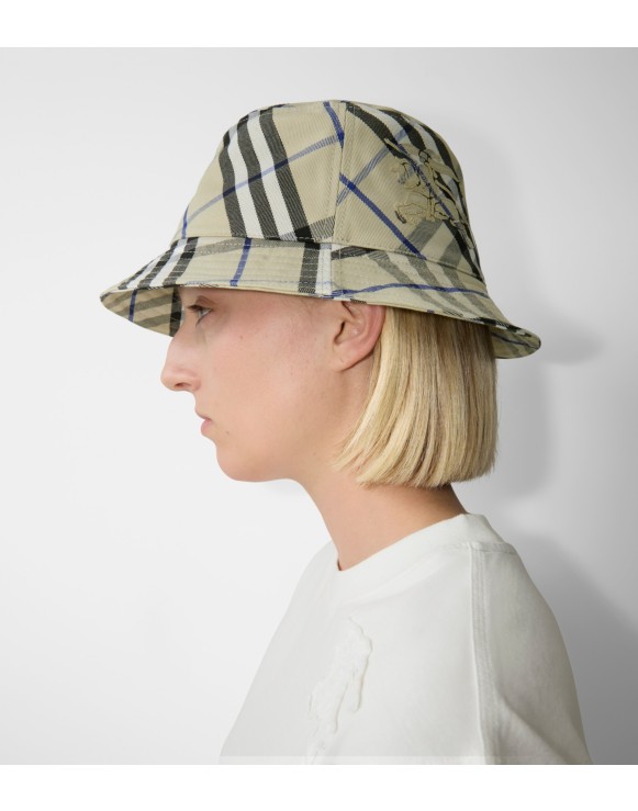 Check Cotton Blend Bucket Hat