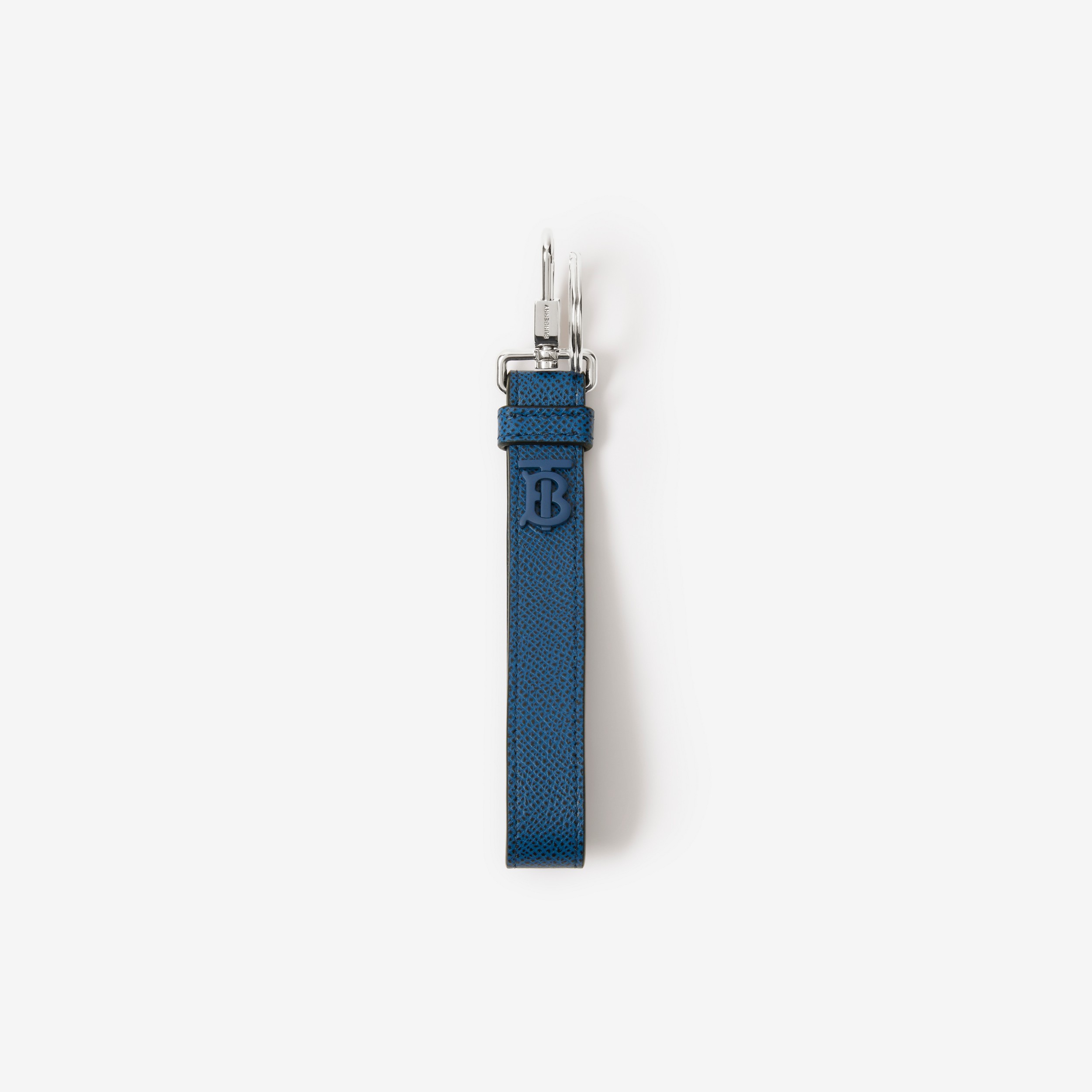 Chaveiro de couro granulado com monograma (Azul Marinho Enriquecido) - Homens | Burberry® oficial - 1