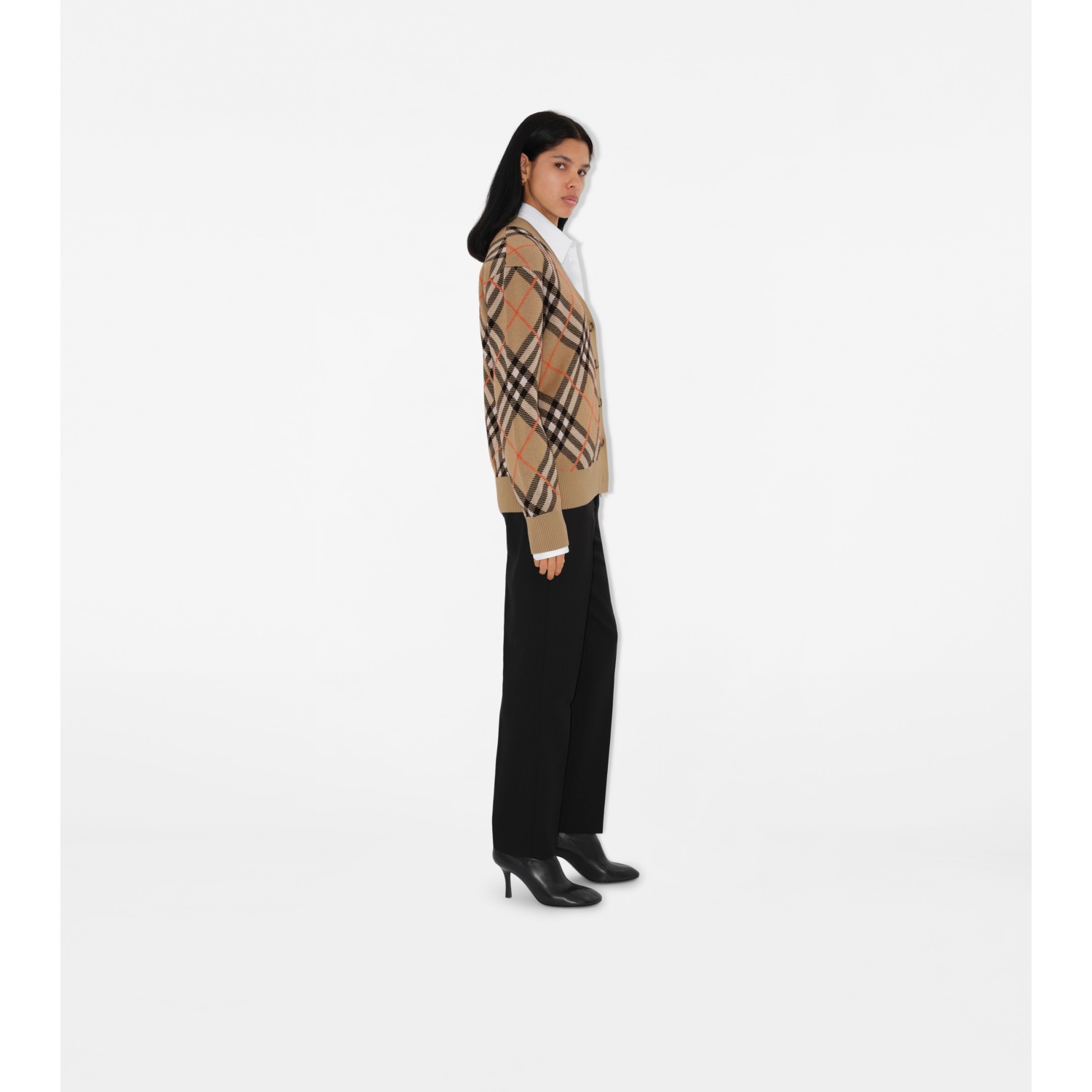 Check Wool Mohair Blend Cardigan - thumbnail 3