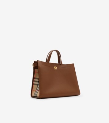 Medium Cotswolds Check Tote in Hazel brown - Women, Leather | Burberry® Official