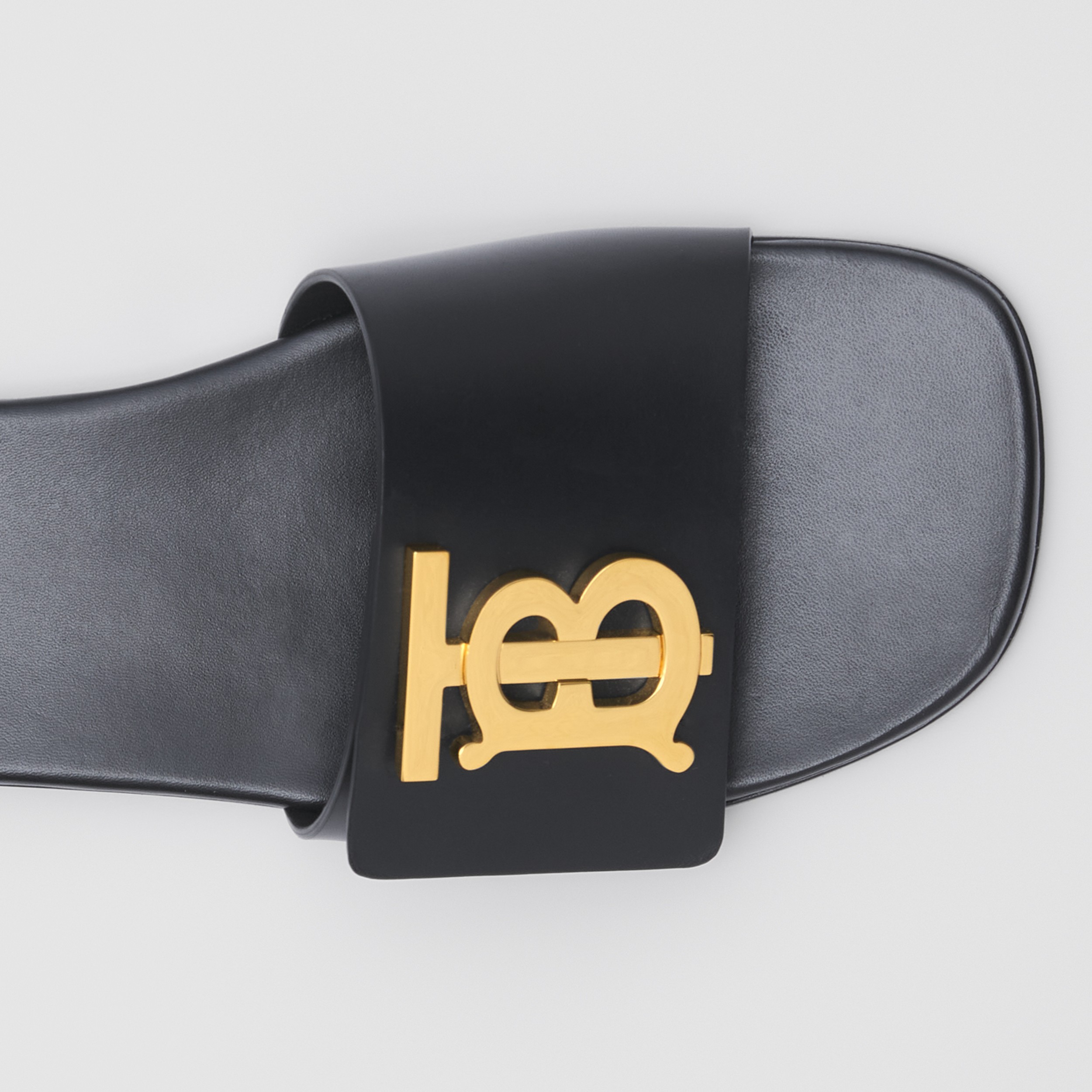 Monogram Motif Leather Slides in Black - Women | Burberry® Official - 2