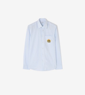 Classic Fit Pinstriped Cotton Oxford Shirt in Pale blue - Men | Burberry® Official