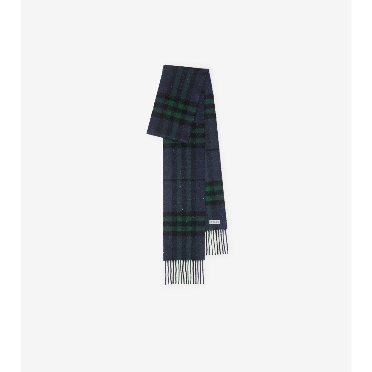  Check Narrow Sparkle Cashmere Scarf