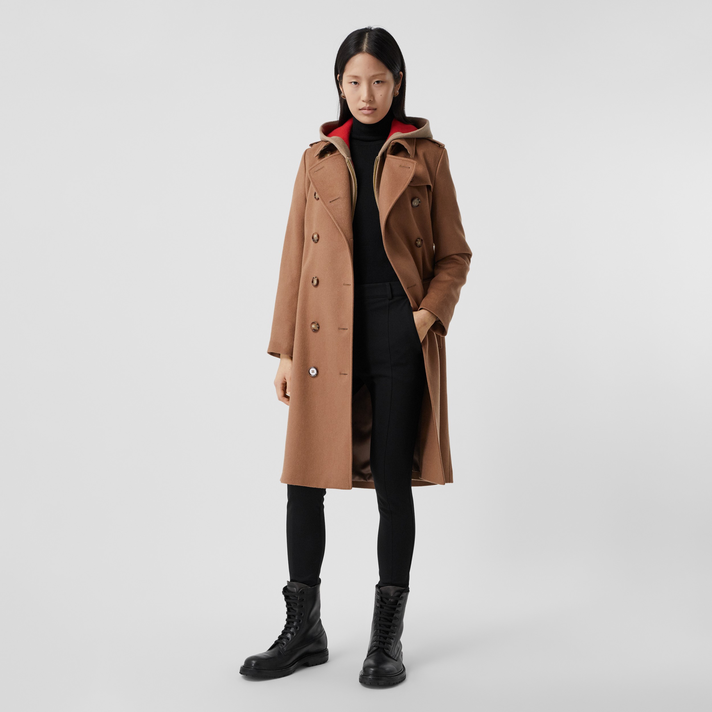 Trench coat em cashmere regenerado (Bronze) - Mulheres | Burberry® oficial - 1
