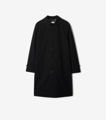 Long Cotton Blend Car Coat in Black - Men, Nylon | Burberry® Official