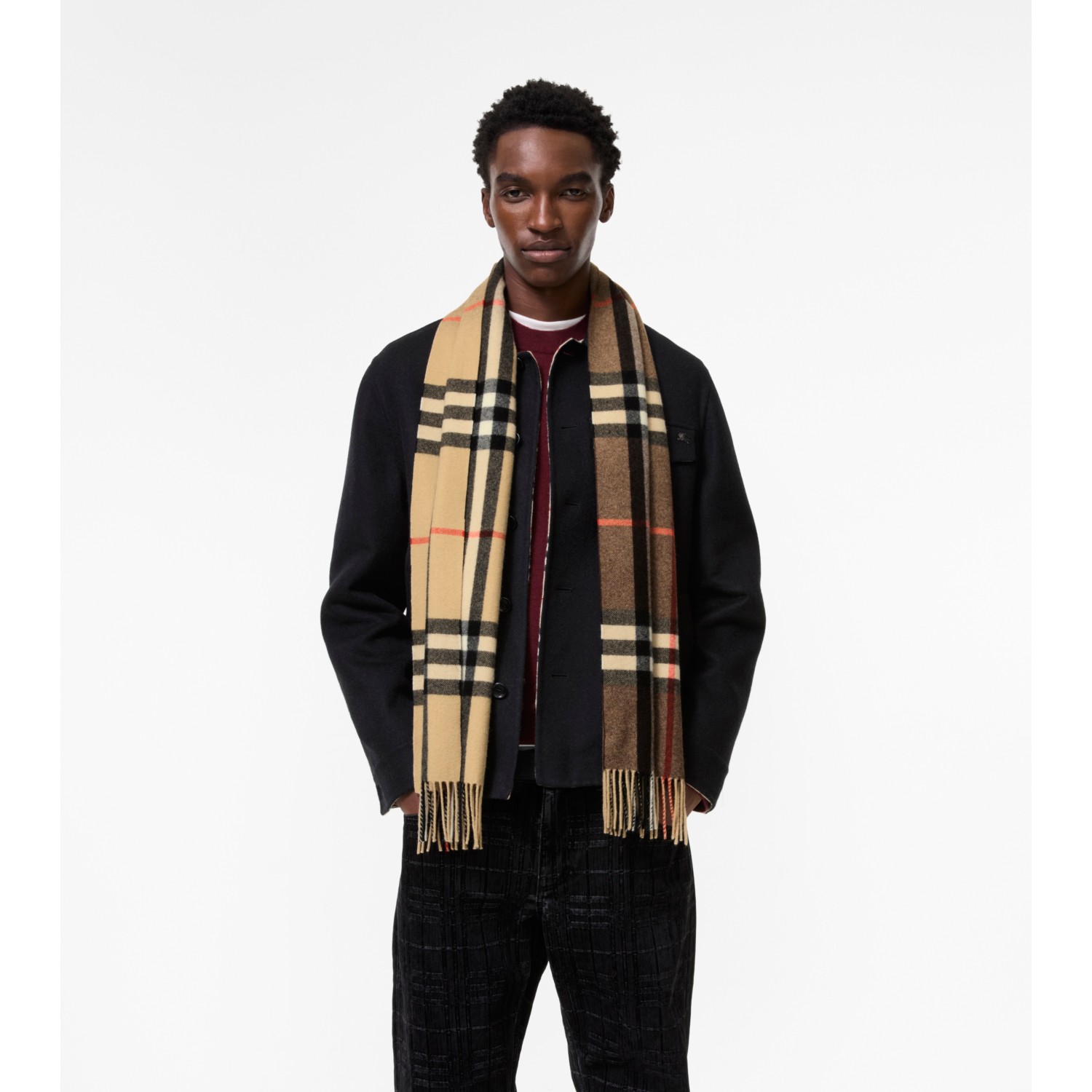 Gradient Check Cashmere Scarf - thumbnail 5
