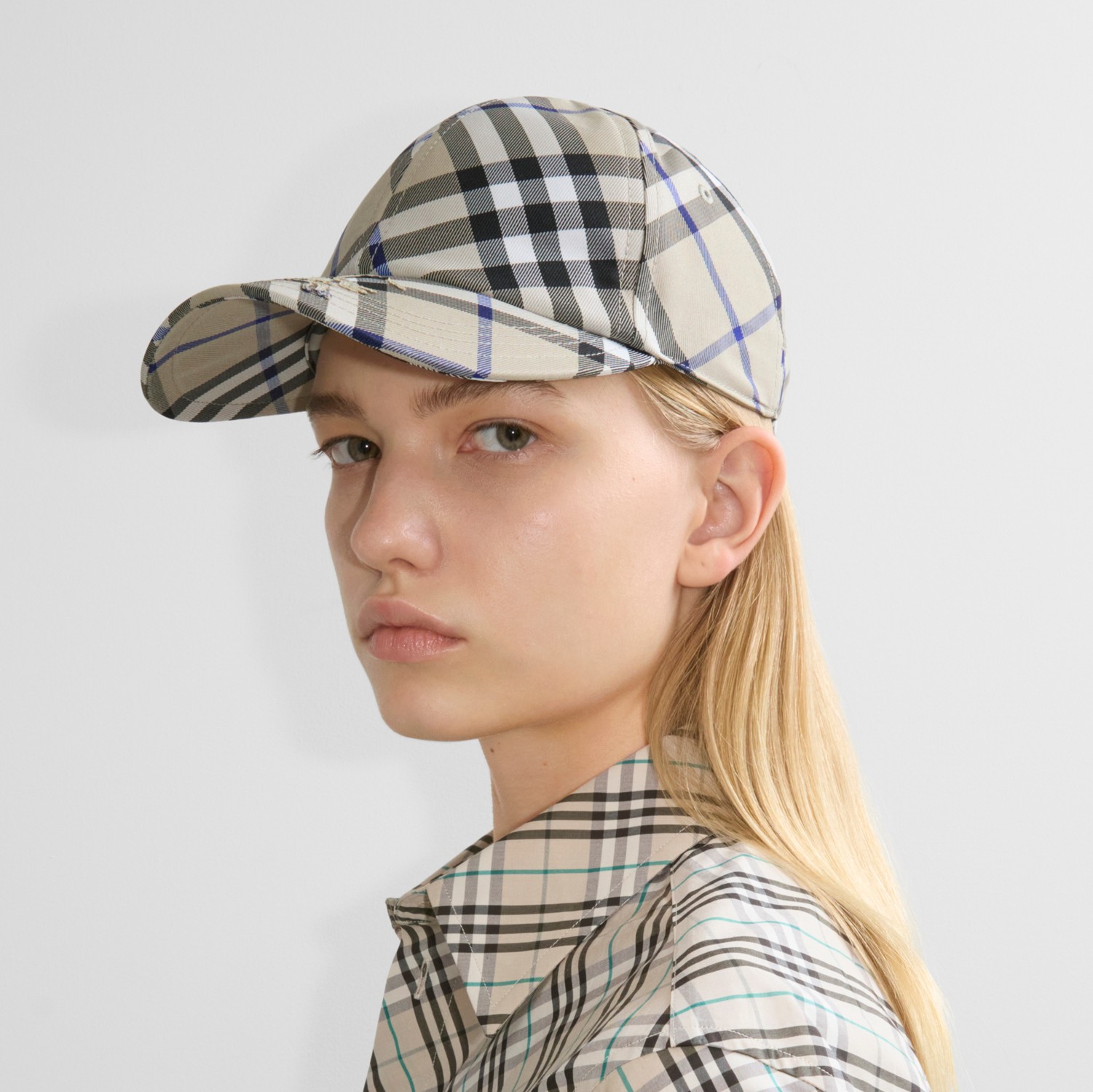Check EKD Twill Baseball Cap in Lichen - Men | Burberry Check EKD Twill Baseball Cap in Lichen - Men | Burberry