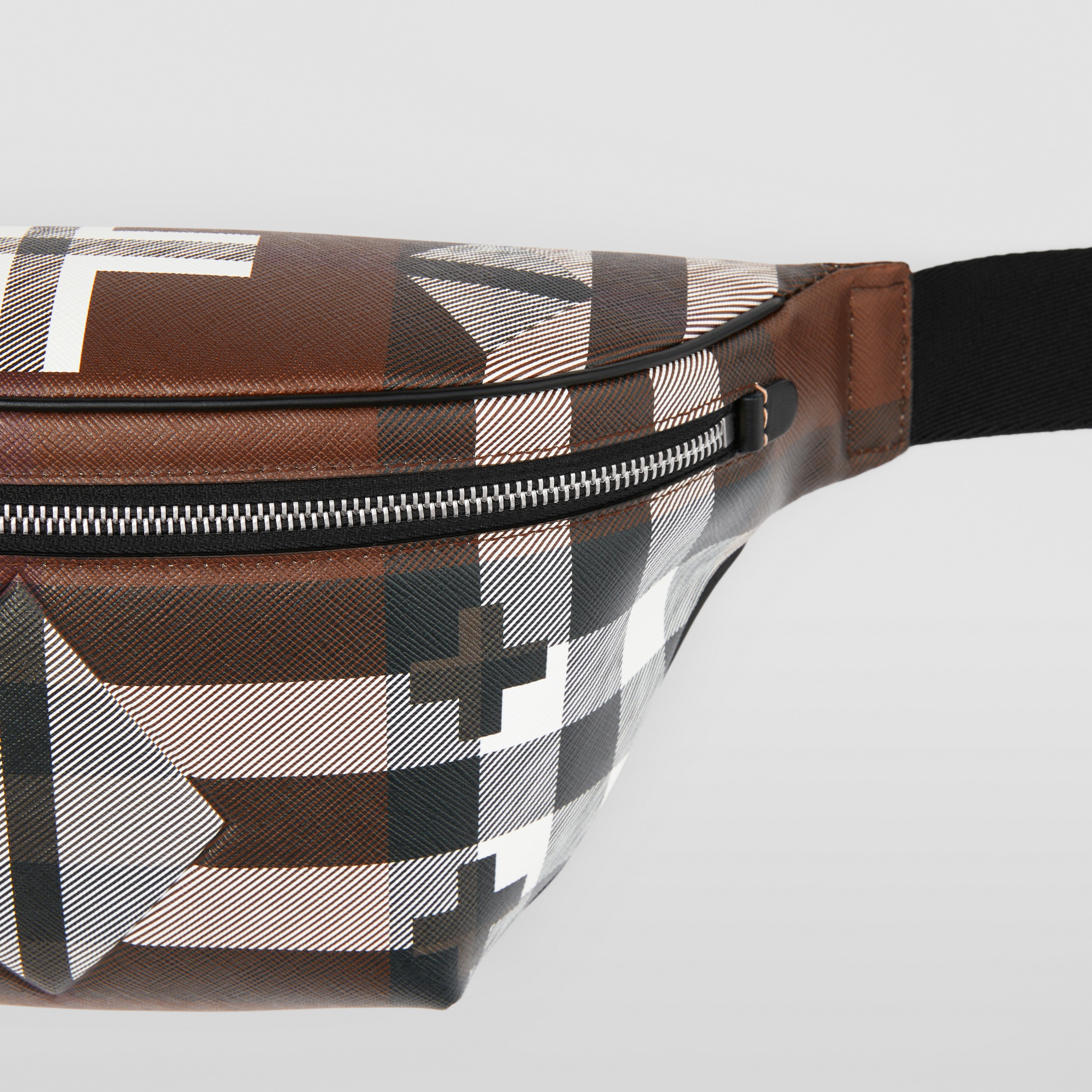 Geometric Check and Leather Bum Bag in Dark Birch Brown/white | Burberry® Official - 2