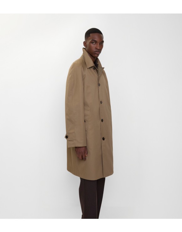 Long Reversible Herringbone Wool Car Coat