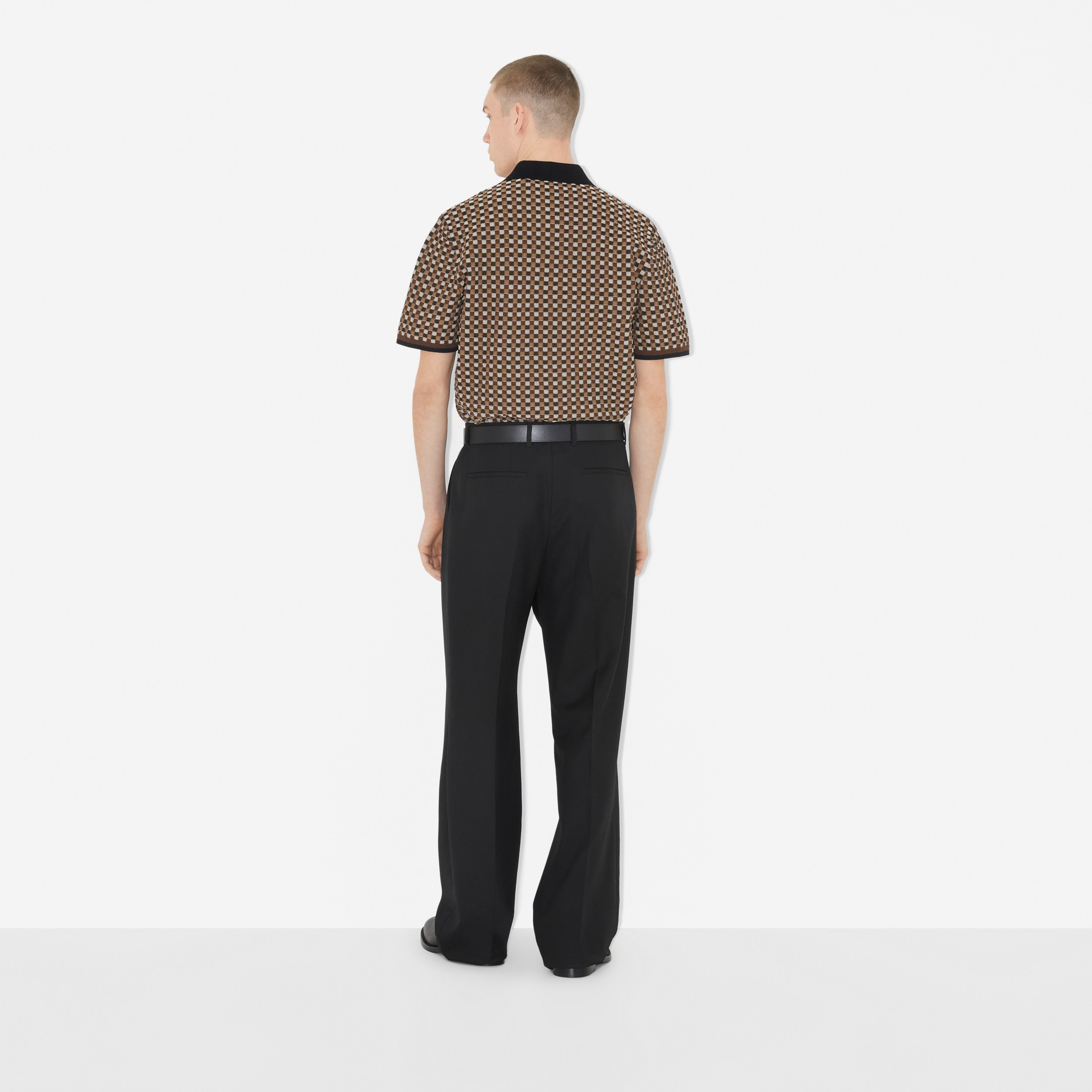 Check Cotton Blend Polo Shirt in Dark Birch Brown - Men | Burberry® Official - 4