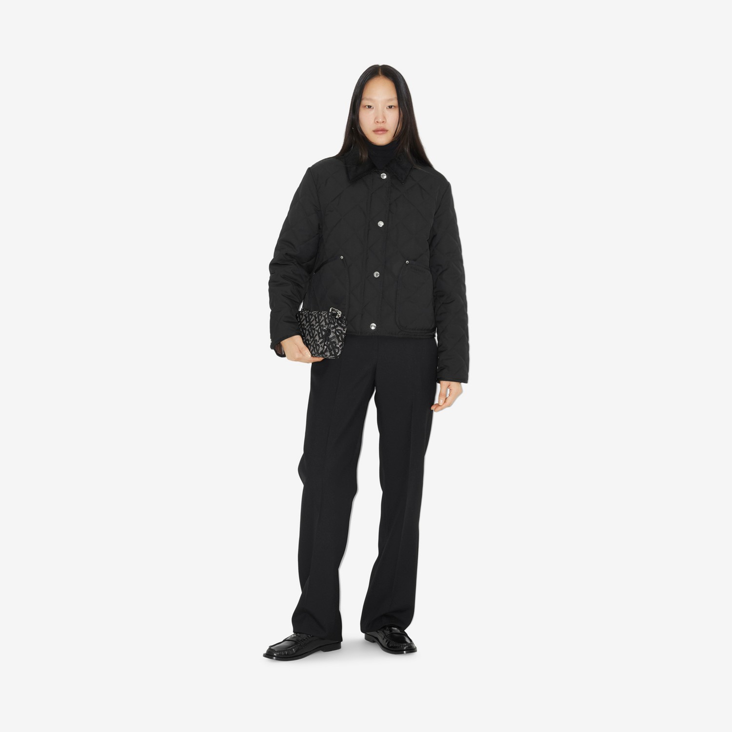 Chaqueta rústica corta acolchada (Negro) - Mujer | Burberry® oficial