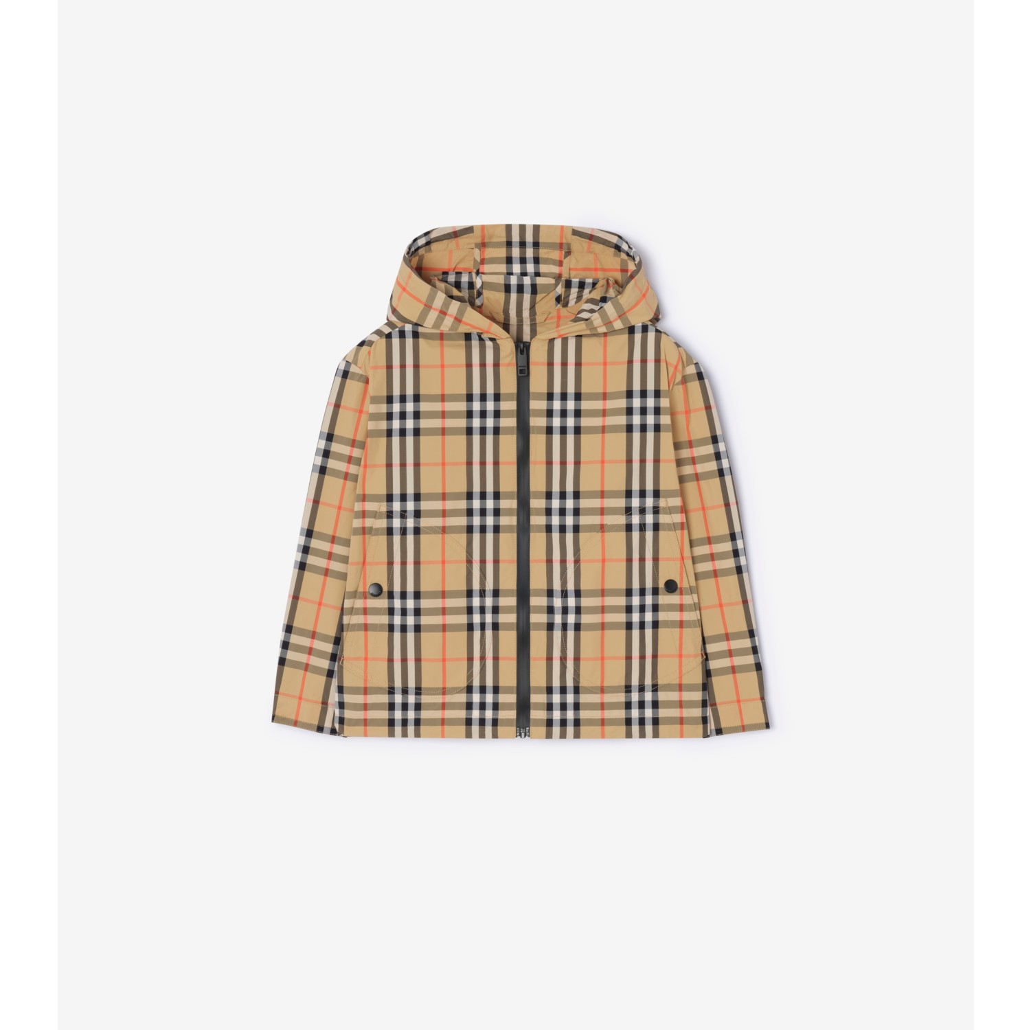 チェック ナイロン フーデッドジャケット