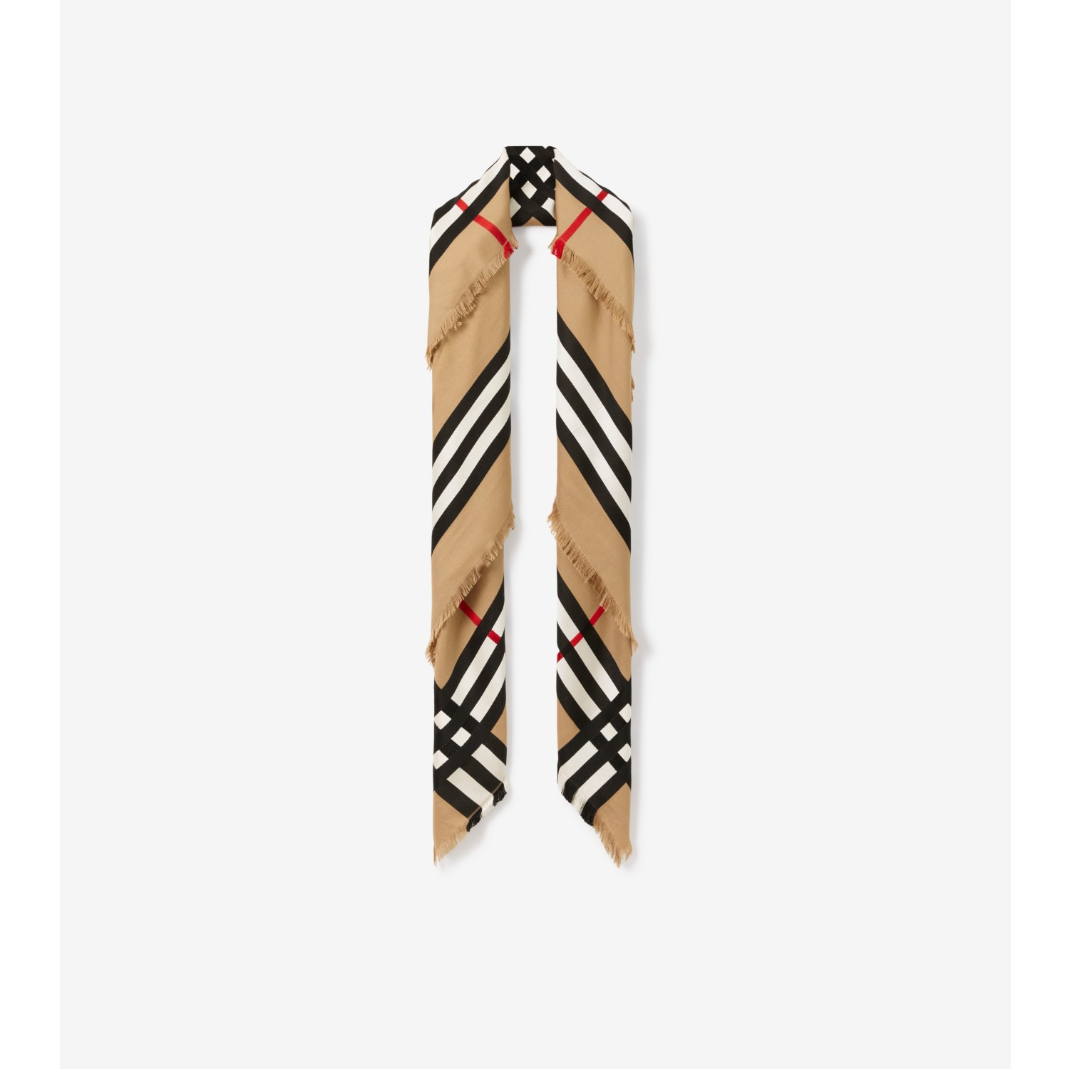 EKD Check Silk Wool Scarf in Archive Beige | Burberry® Official